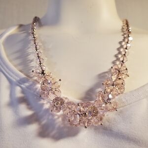 Blush‎ faceted glass necklace with matching earrings
